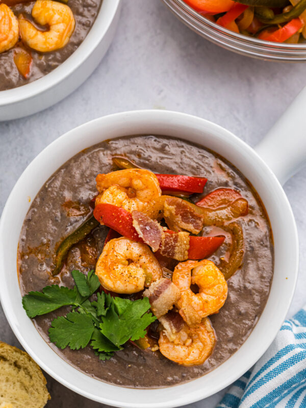 Black bean bisque in a bowl