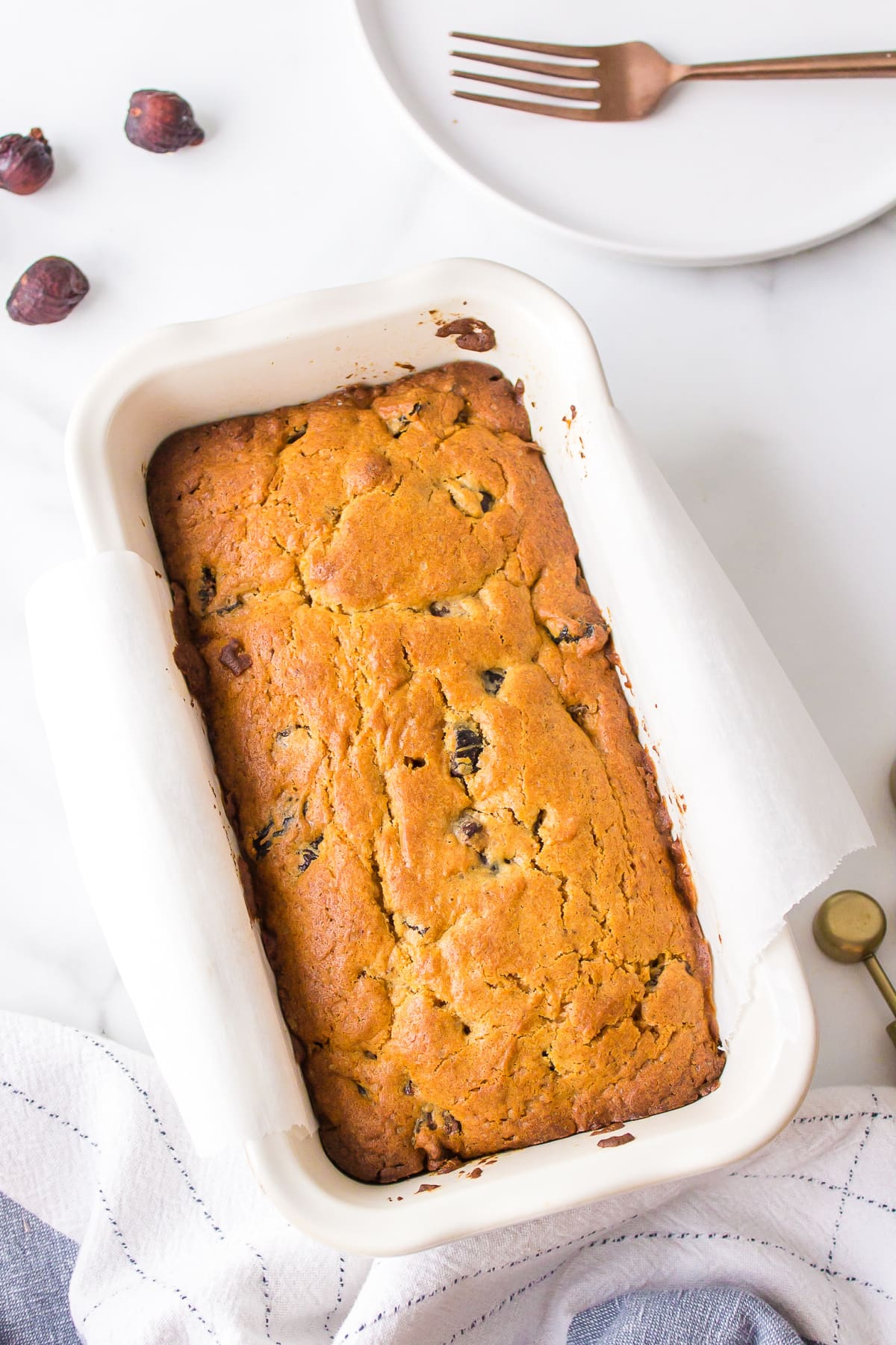 overhead shot of caramel fig bread