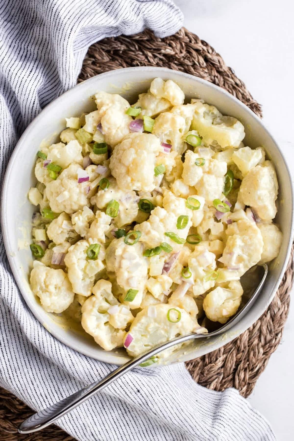 bowl of cauliflower potato salad