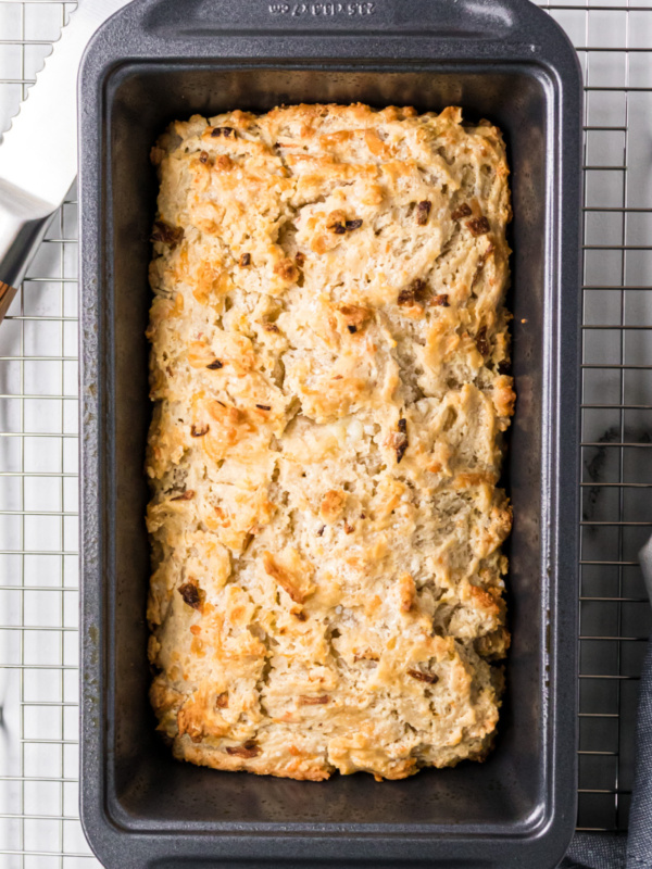 beer bread in a loaf pan