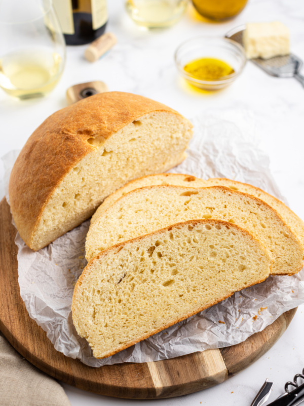 sliced cheese and wine bread