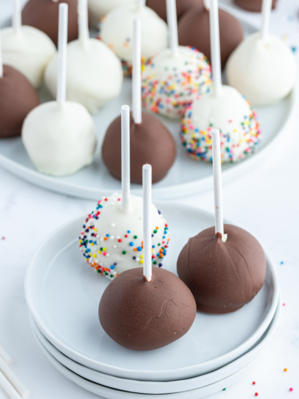 cheesecake pops displayed on plates