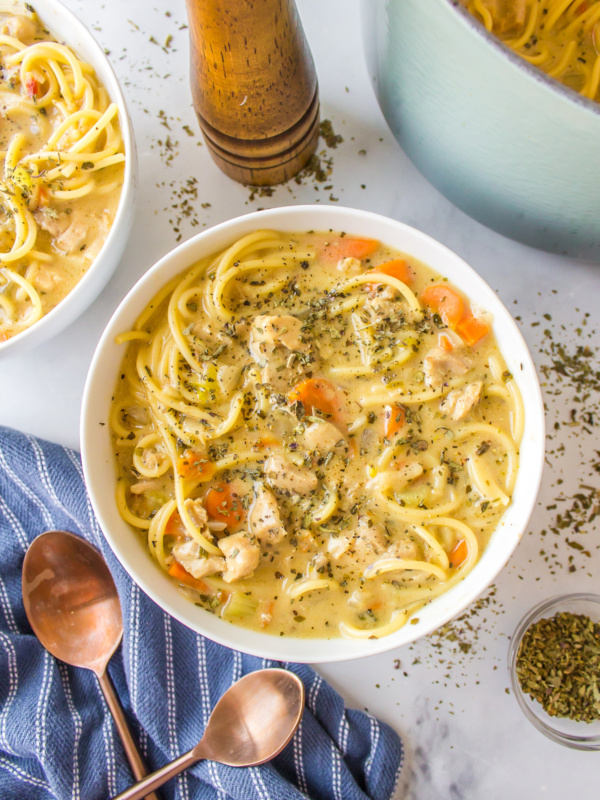 bowl of chicken alfredo soup