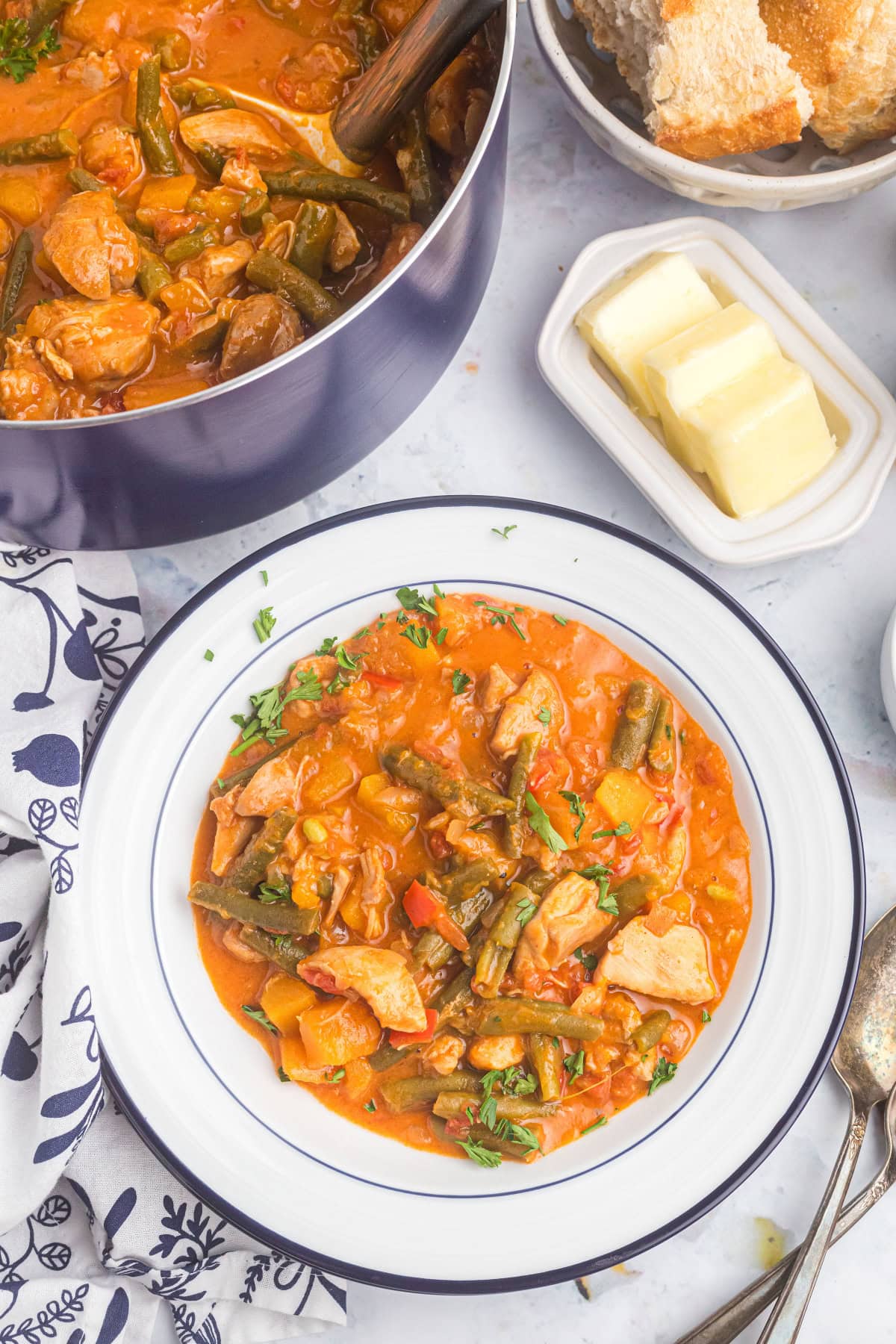 bowl of chicken pumpkin stew