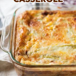 pinterest image for chiles rellenos casserole