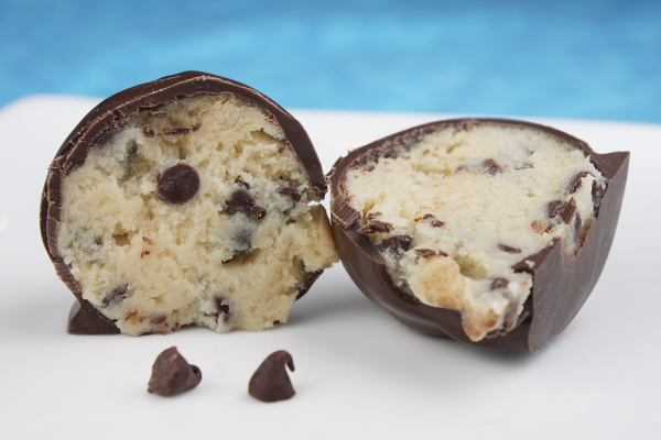 Chocolate Chip Cookie Dough Truffle cut in half