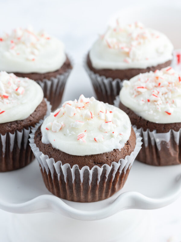 chocolate cupcakes with peppermint icing