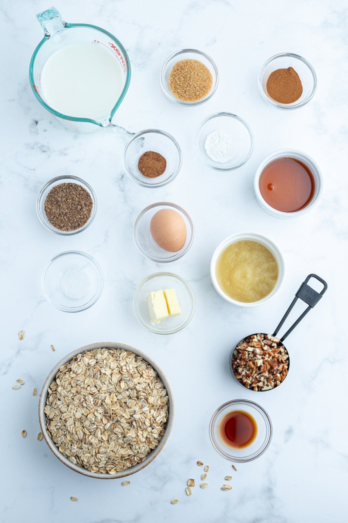 ingredients displayed for making cinnamon roll baked oatmeal