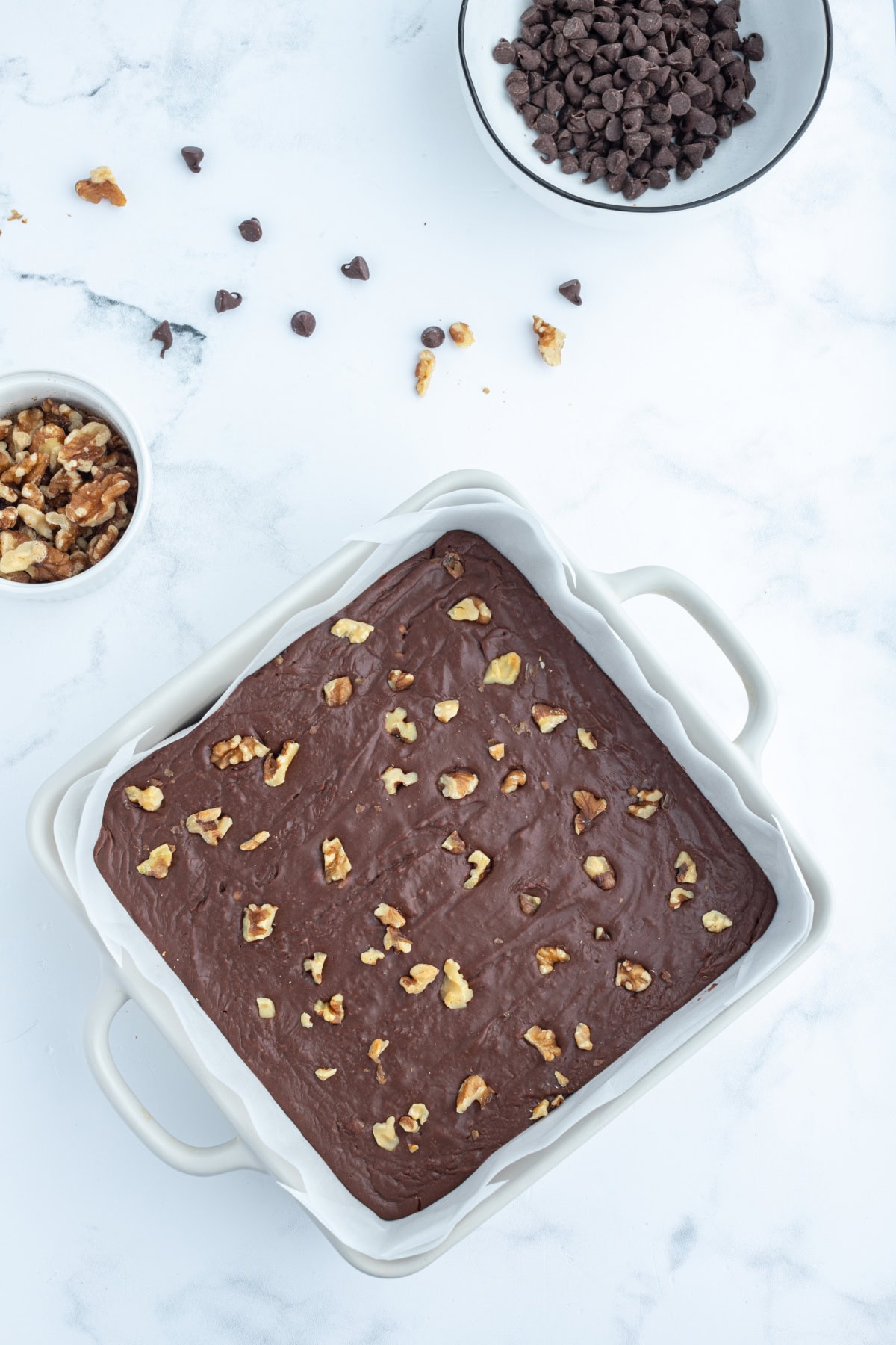 pan of creamy chocolate walnut fudge