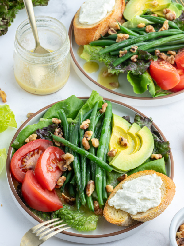 french goat cheese salad on two plates