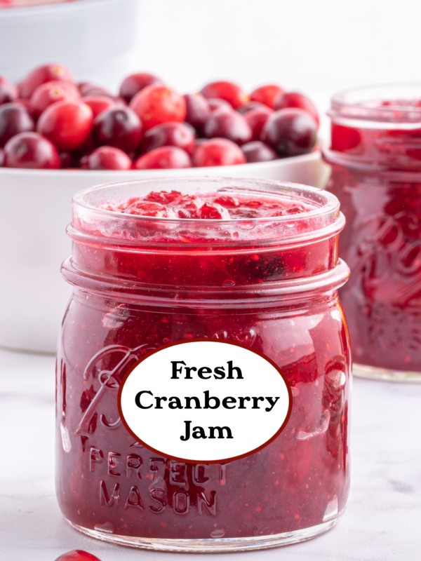 fresh cranberry jam in a jar