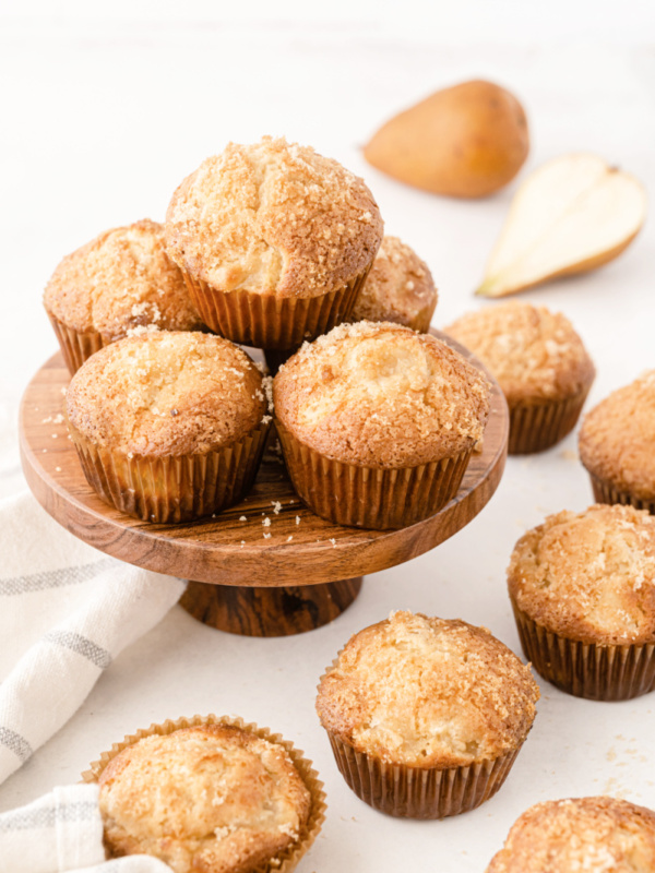 fresh pear muffins displayed