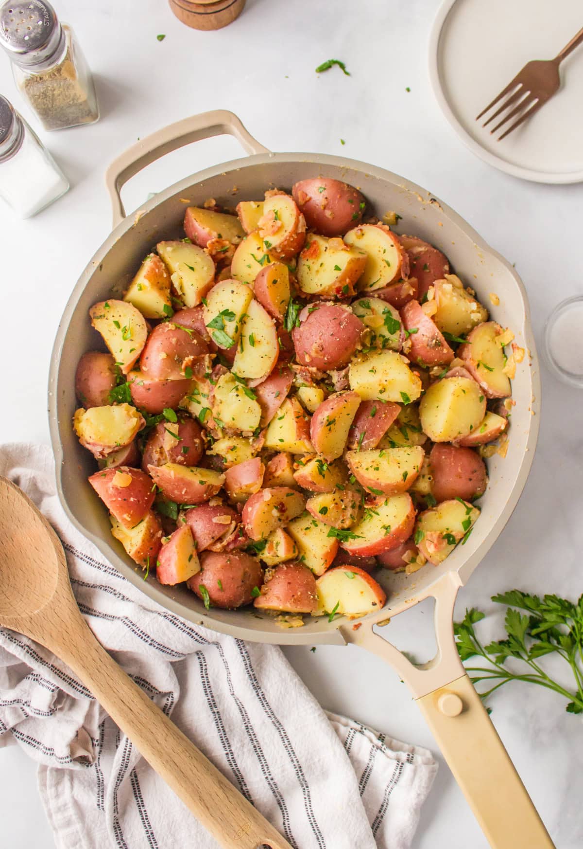 pan of german potato salad