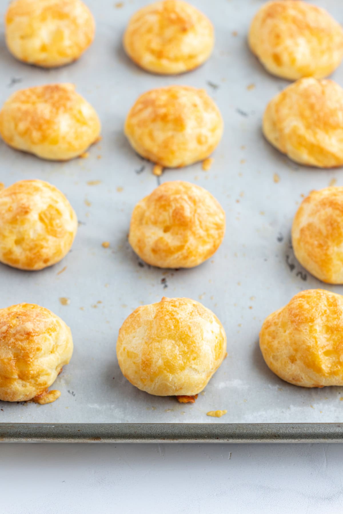 gougeres on baking sheet