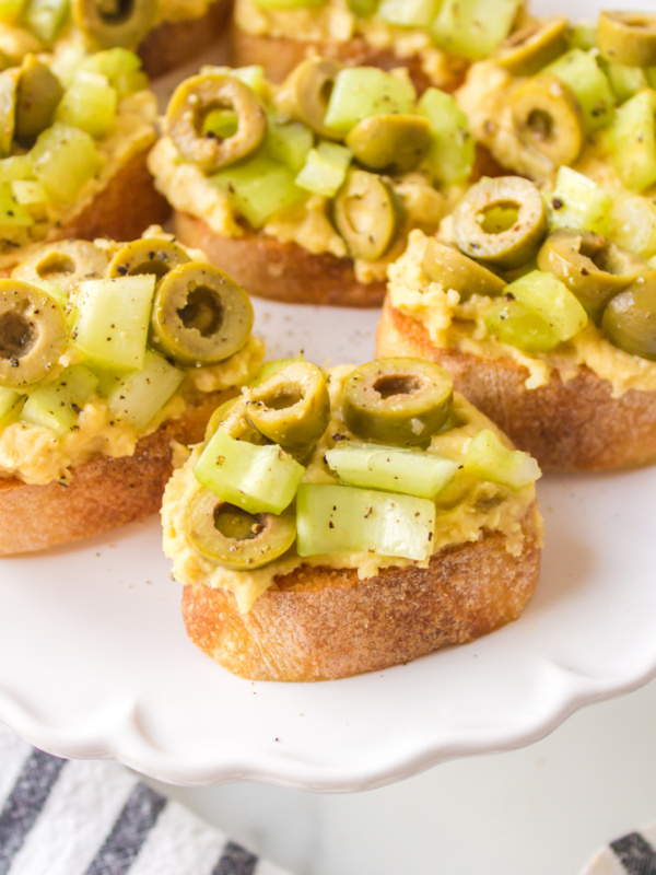 greek crostini on display