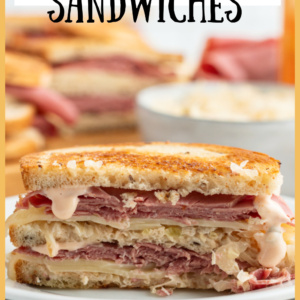 pinterest image for grilled reuben sandwiches