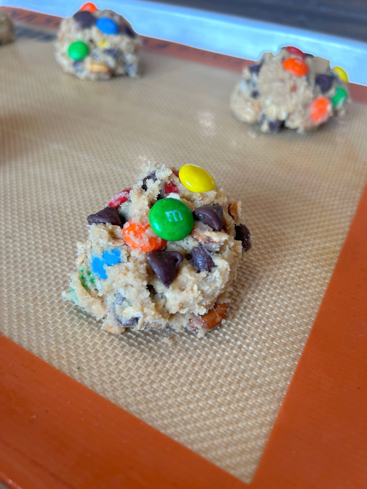 happy trails cookie dough on baking sheet