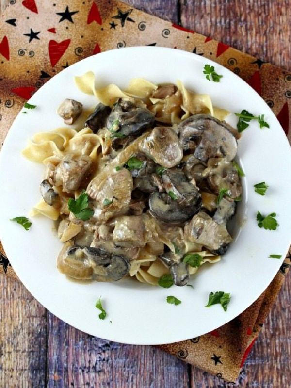 Lamb Stroganoff in a bowl