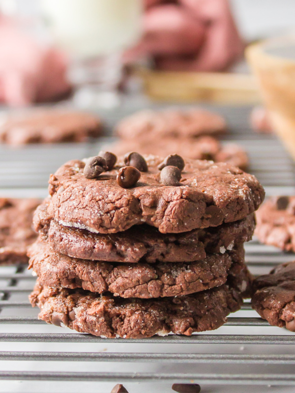 stack of low fat chocolate cookies