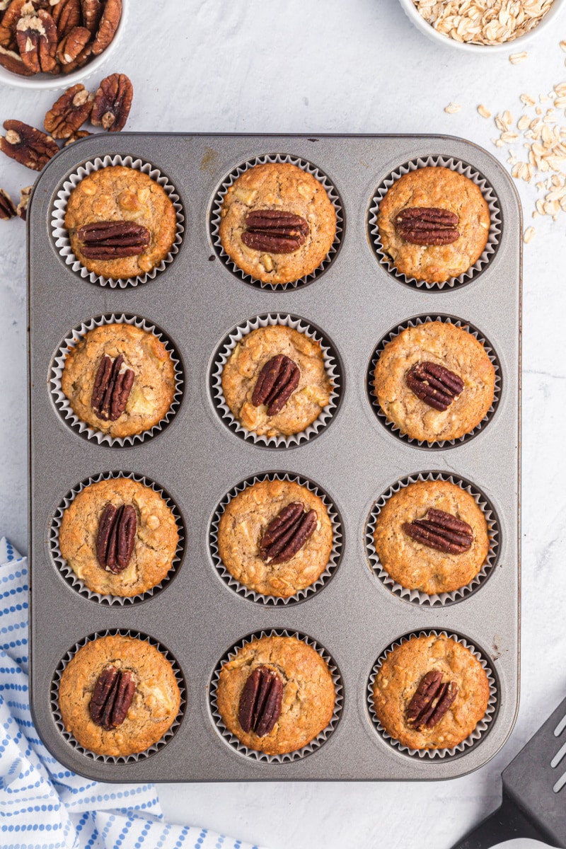 apple muffins in a muffin tin