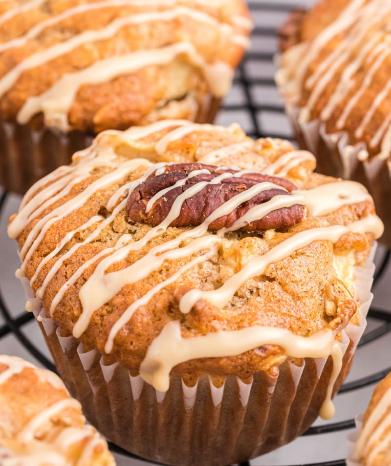 maple drizzled apple muffins