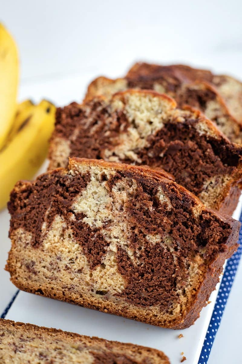 Slices of Marbled Chocolate Banana Bread