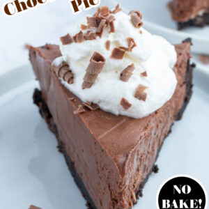 pinterest image for no bake easy chocolate truffle pie