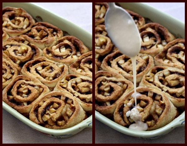 No Yeast Apple Cinnamon Rolls - Drizzling icing