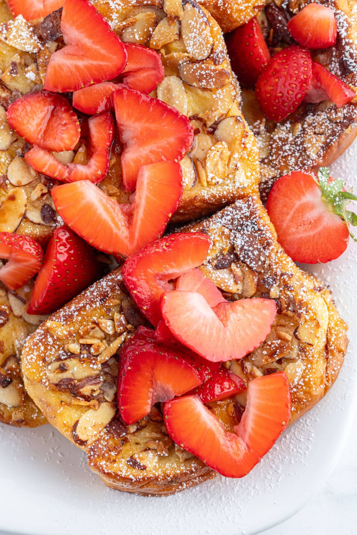 pain perdu topped with strawberries