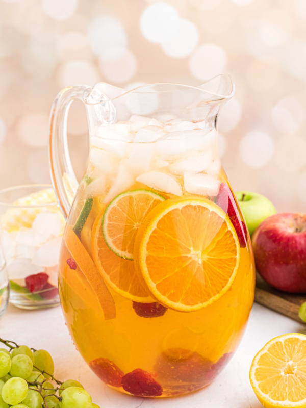 pitcher of white wine sangria