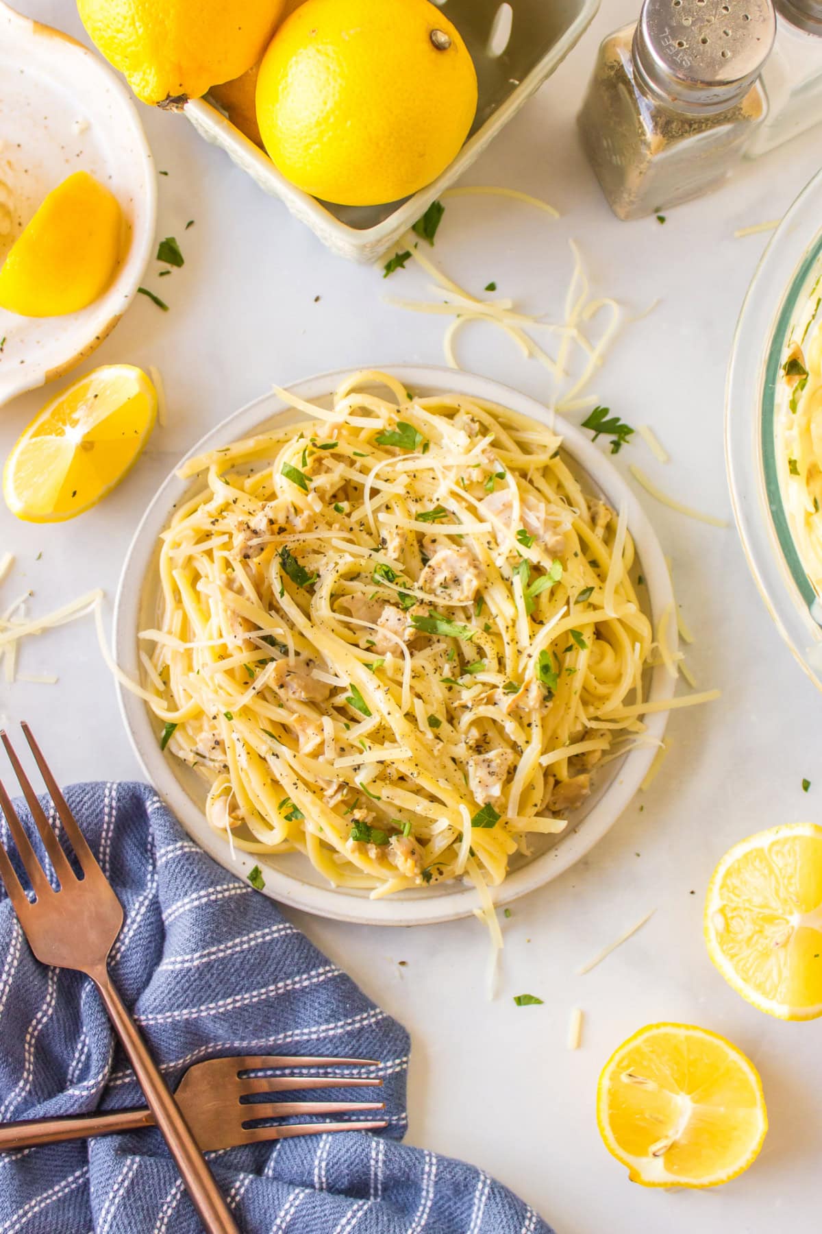 bowl of clam linguine