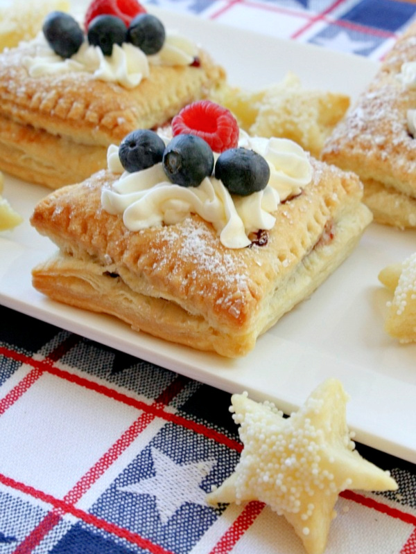 red white and blue pastries on white plate