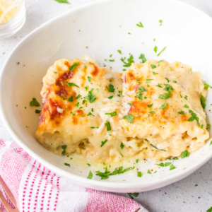 roasted vegetable lasagna roll ups in a bowl