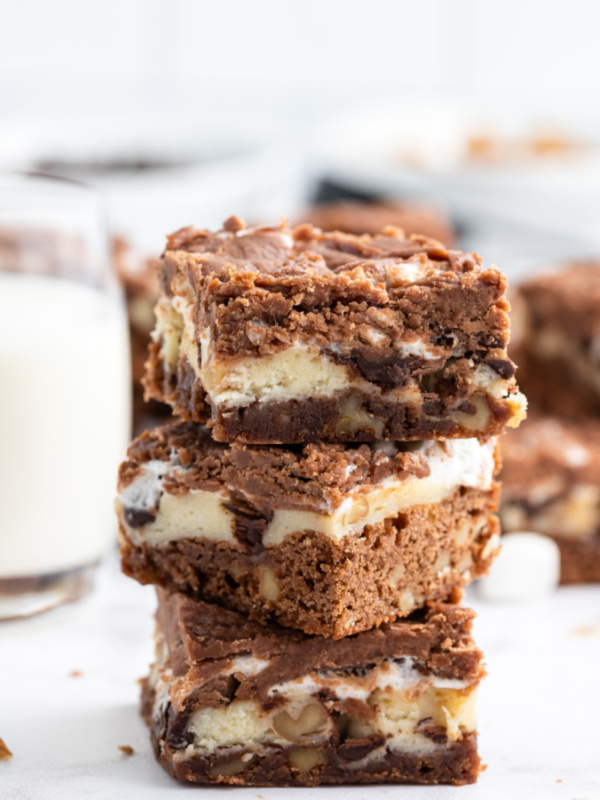 stack of three rocky road fudge bars