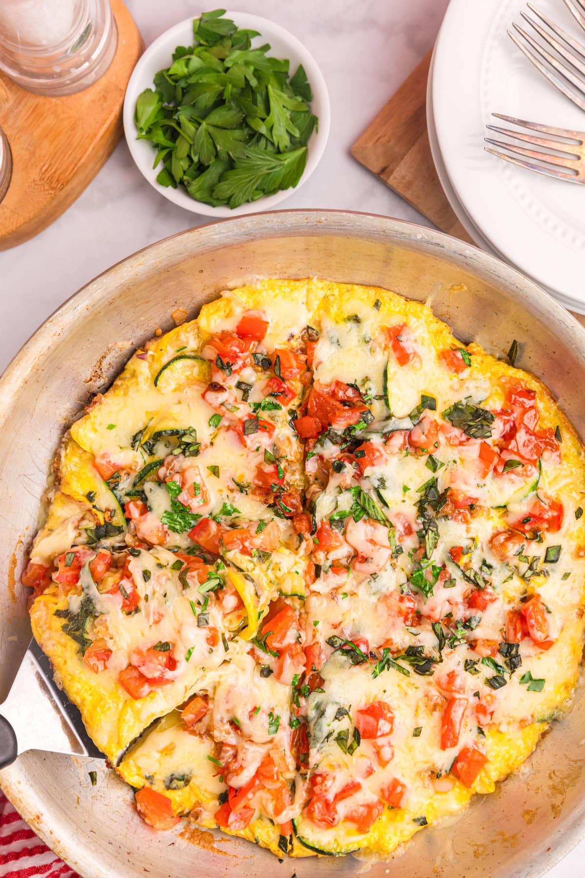 squash and tomato oven frittata