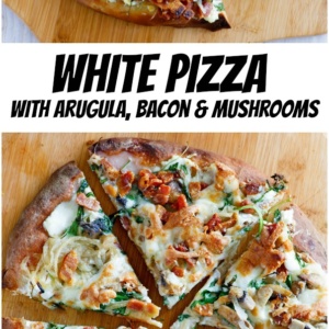 pinterest collage image of white pizza